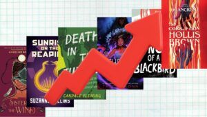 book covers for best ya books of 2025 with a red arrow on top of them pointing up