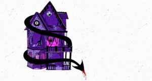 partial cover of Place Nice, showing a house with a demon, blood-dripping tail